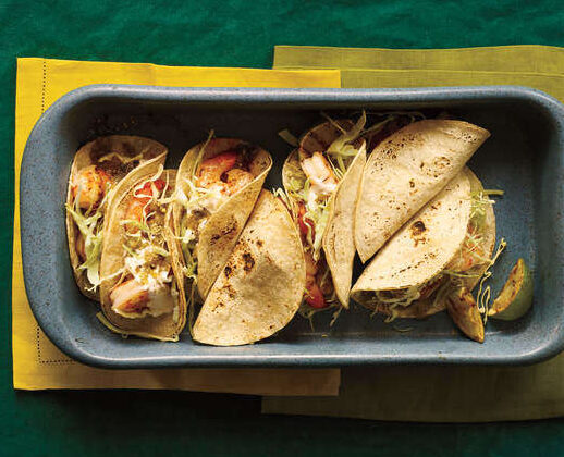 TACOS DE GAMBAS A LA PARRILLA